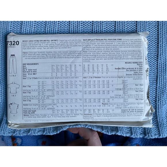 Simplicity 7320 pattern oversized top straight leg pant 1980s size 12 14 16 - Picture 3 of 5